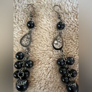 Elegant Black Bead Drop Earrings - Brand